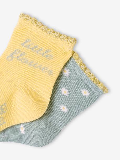 Pack of 2 Pairs of Floral Socks for Baby Girls pale yellow 
