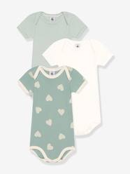 Baby-Bodysuits & Sleepsuits-Pack of 3 Short Sleeve Bodysuits by PETIT BATEAU
