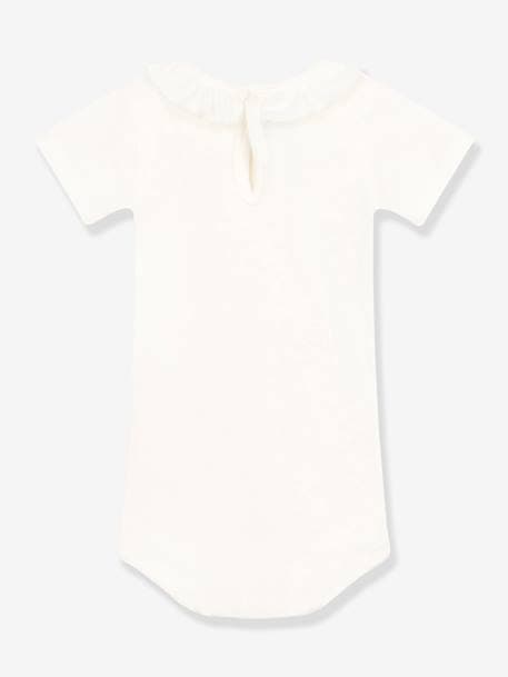 Short Sleeve Bodysuit with Collar, by PETIT BATEAU white 