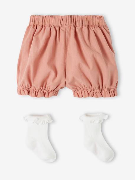 Bloomers & Socks Set for Newborn Babies rose 