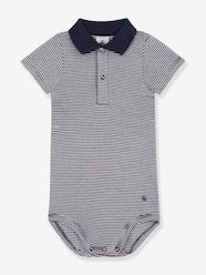 Baby-Short Sleeve Bodysuit with Polo Collar, by PETIT BATEAU