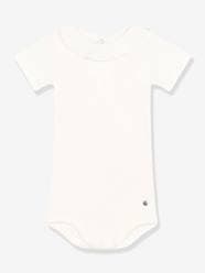 Baby-Bodysuits & Sleepsuits-Short Sleeve Bodysuit with Collar, by PETIT BATEAU