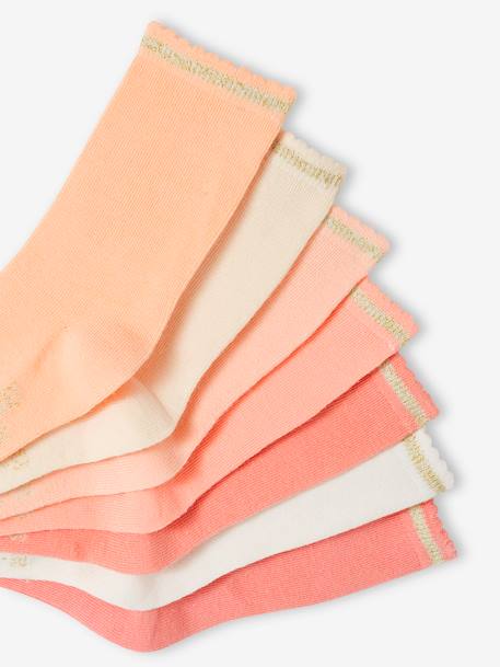 Pack of 7 Pairs of Socks in Lurex for Girls apricot+old rose+rose 