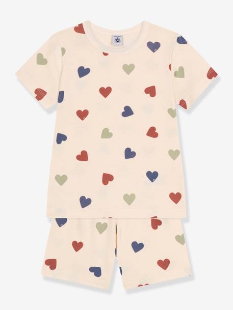 Short Pyjamas with Heart Print, by PETIT BATEAU printed beige 