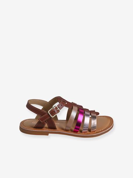 Leather Sandals with Straps, for Girls caramel+Light Brown+multicoloured+set brown 