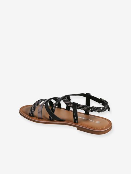 Crossed Leather Strap Sandals, Back to School Collection set black 