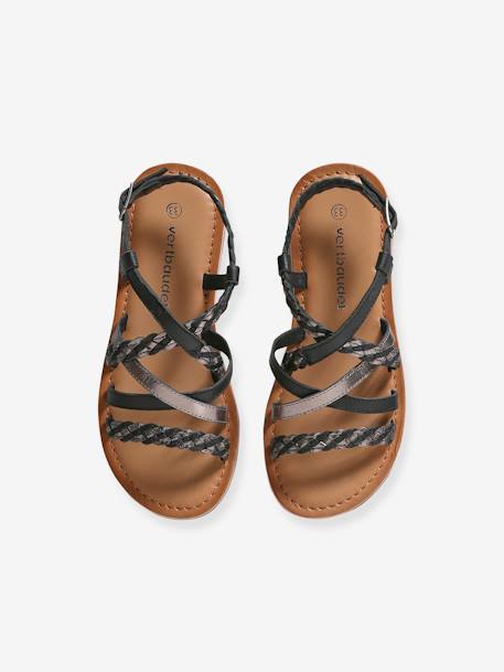 Crossed Leather Strap Sandals, Back to School Collection set black 
