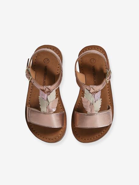 Hook-&-Loop Leather Sandals for Children, Designed for Autonomy gold 