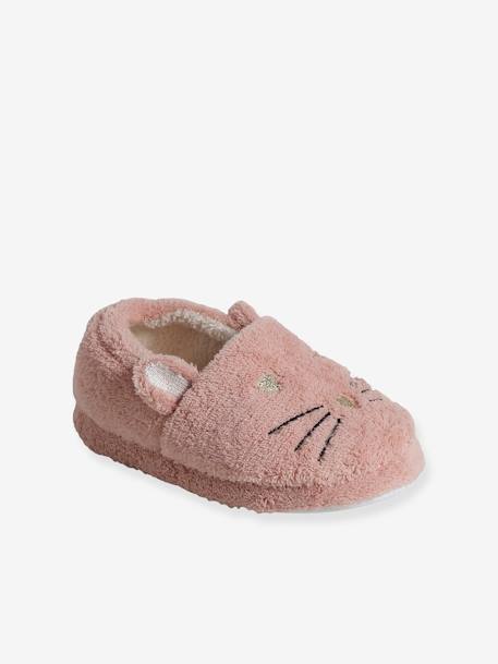 Plush Cat Slippers for Children rose 