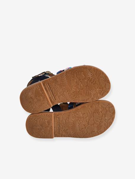Leather Sandals for Children, Designed for Autonomy set blue 