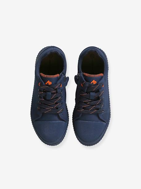 Fabric Trainers with Laces & Zip, for Children navy blue 