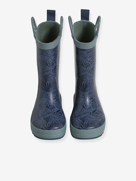 Natural Rubber Wellies for Children, Designed for Autonomy printed blue 