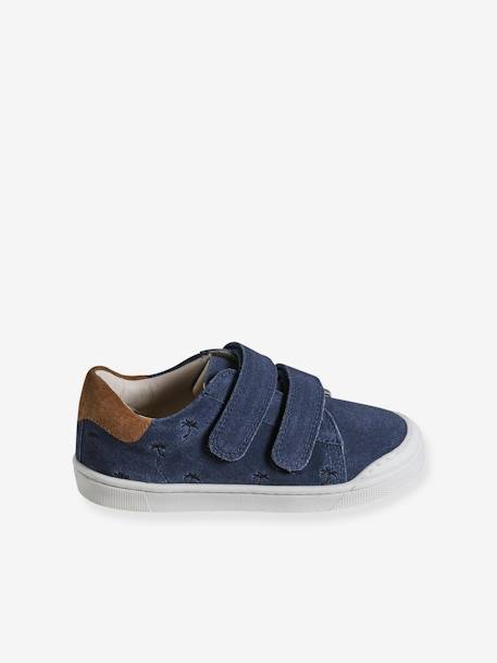 Hook-and-Loop Leather Trainers for Children, Designed for Autonomy navy blue 