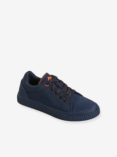 Fabric Trainers with Laces & Zip, for Children navy blue 