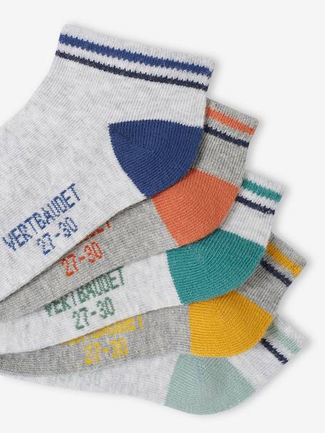 Pack of 5 Pairs of BASICS Quarter Socks for Boys marl grey 