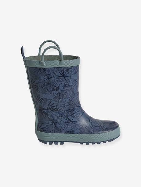 Natural Rubber Wellies for Children, Designed for Autonomy printed blue 