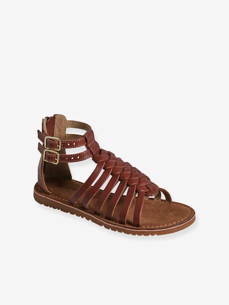 Spartan Style Leather Sandals for Children brown 