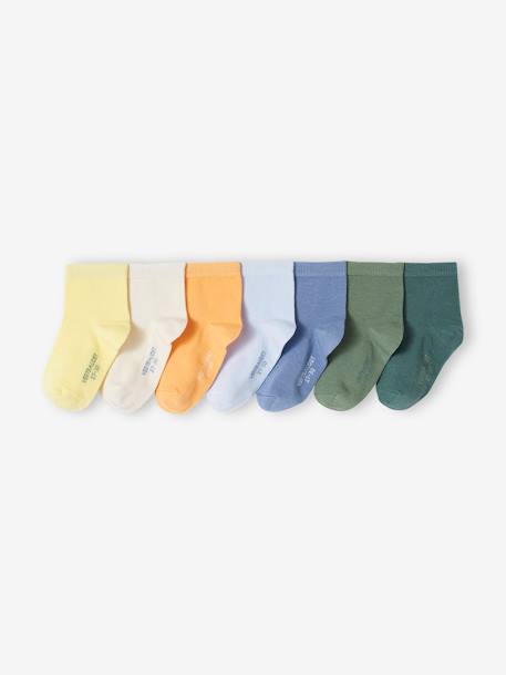 Pack of 7 Pairs of Plain Coloured Socks for Boys sky blue 