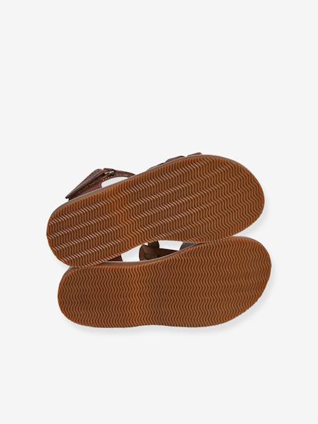 Hook-and-Loop Leather Sandals for Children, Designed for Autonomy brown 