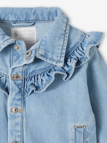 Denim Jacket with Ruffles for Babies bleached denim 