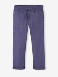 Boys-Trousers-Wide-Leg, Easy-to-Slip-On Carpenter Trousers in Cotton/Linen, for Boys