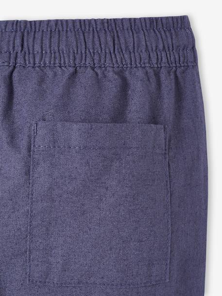 Wide-Leg, Easy-to-Slip-On Carpenter Trousers in Cotton/Linen, for Boys slate blue 