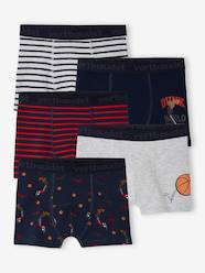 Boys-Underwear-Underpants & Boxers-Pack of 5 "Basketball" Stretch Boxers in Organic Cotton for Boys