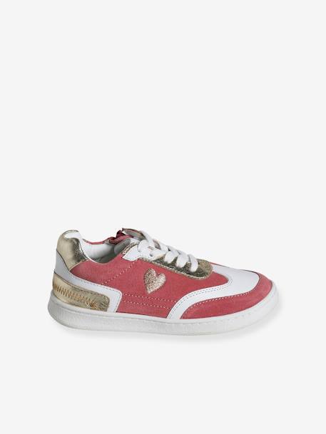 Leather Trainers for Girls, Designed for Autonomy set pink 