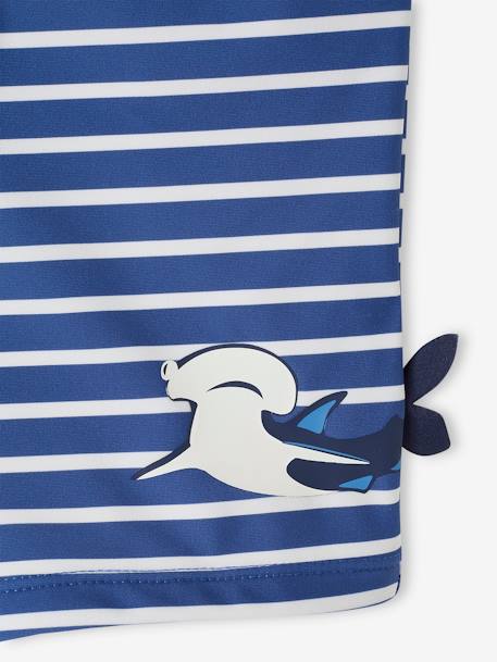 Swim Shorts with Shark for Boys striped blue 