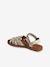 Leather Sandals with Hook-&-Loop Straps for Children ecru+gold 