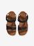 Leather Hook-&-Loop Sandals for Children, Designed for Autonomy khaki+navy blue 