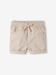 -Twill Shorts with Elasticated Waistband, for Baby Boys