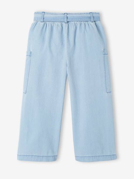 Wide-Leg Trousers in Chambray, Easy to Put On, for Girls double stone 