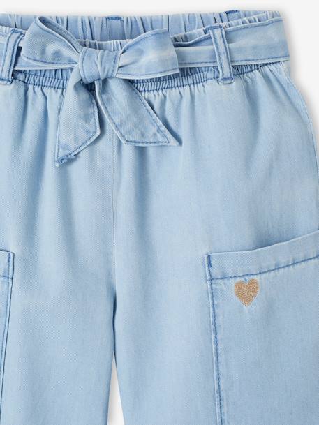 Wide-Leg Trousers in Chambray, Easy to Put On, for Girls double stone 