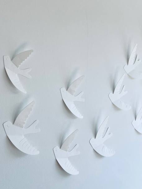 Wall Hanging Paper Swallows, by LES PETITES HIRONDELLES white 
