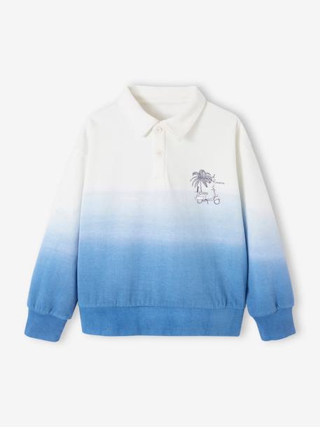 Sweatshirt with Polo Neck & Dip-Dye Effect for Boys azure 