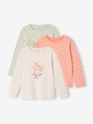Girls-Tops-T-Shirts-Pack of 3 Long Sleeve Tops for Girls