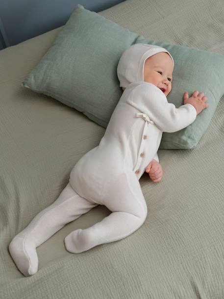 Newborn Combo: Jumpsuit & Beanie for Babies ecru 