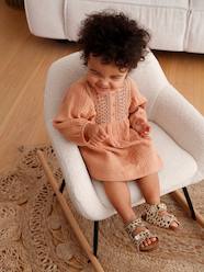 Baby-Dresses & Skirts-Embroidered Dress in Cotton Gauze, for Babies