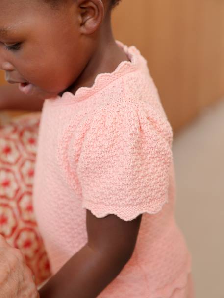 Knitted Top + Shorts Combo for Babies rose 