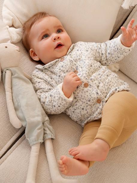 Cotton Gauze Jacket for Babies ecru+printed beige 