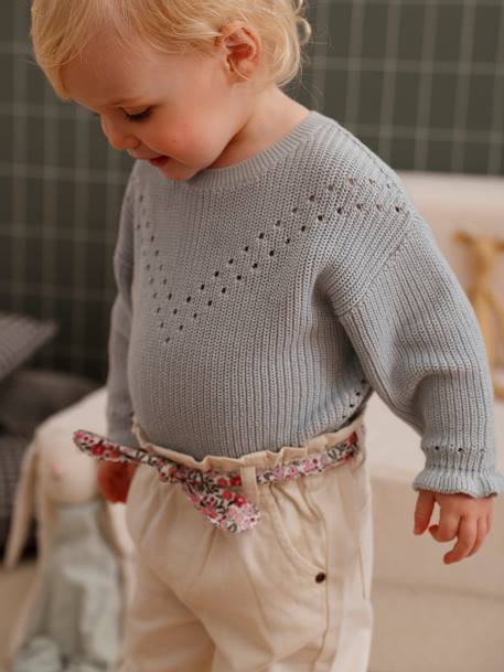 Paperbag Trousers with Tie Belt, for Babies ecru 