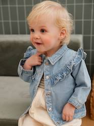 -Denim Jacket with Ruffles for Babies