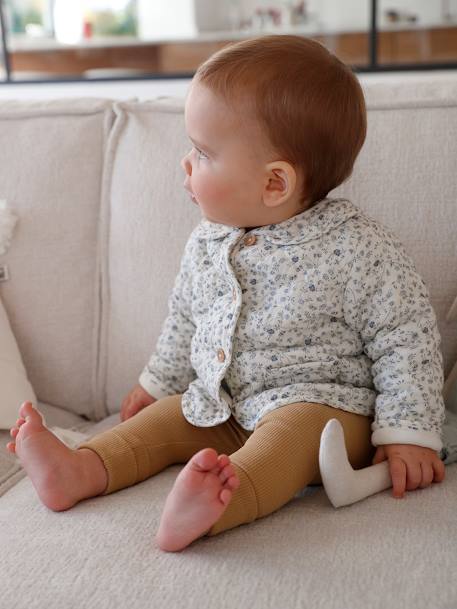 Cotton Gauze Jacket for Babies ecru+printed beige 