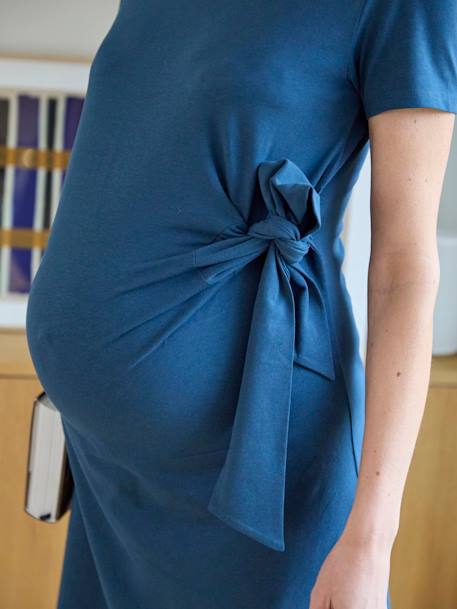 Cropped Dress with Bow for Maternity ocean blue 