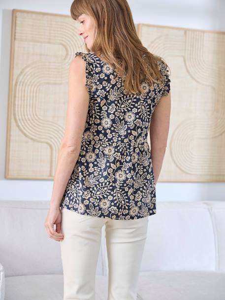Sleeveless Loose-Fitting Blouse, Maternity & Nursing Special printed grey 