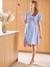 Short Buttoned Dress in Plain Cotton Slub, Maternity & Nursing Special blue 