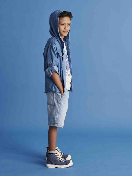 Hooded Shirt in Lightweight Denim for Boys double stone 