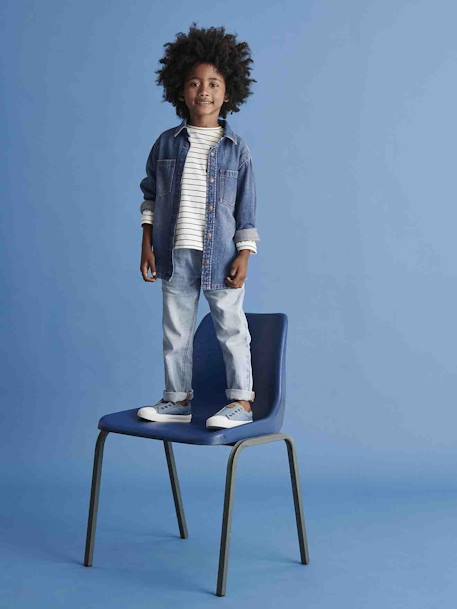 Wide Easy to Slip On Jeans for Boys bleached denim+denim grey+stone 