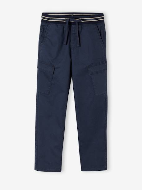 Easy-to-Slip-On Cargo-Style Trousers for Boys night blue+sandy beige 
